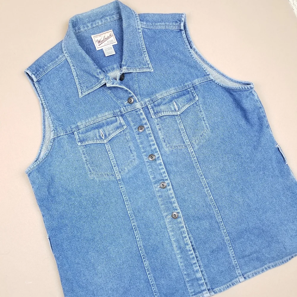 VTG Y2K 00's Woolrich Light Wash Denim Jean's Vest - Picture 6 of 6